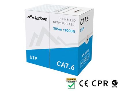 Cable Lanberg LAN cable CAT.6 utp 305m solid cu gray cpr + fluke passed