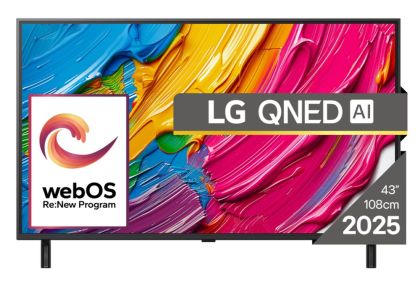 TV LG 43QNED80A3A, 43" 4K QNED HDR Smart TV, 3840x2160, DVB-T2/C/S2, a7 AI Processor, HDR10 / HLG, webOS 25 ThinQ, VRR / ALLM / HGiG, 4K Upscaling, WiFi 5, Voice Controll, Bluetooth 5.1, AirPlay 2, LAN, CI, HDMI, SPDIF, Google Cast, 2 pole Stand