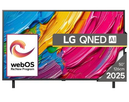 TV LG 50QNED80A3A, 50" 4K QNED HDR Smart TV, 3840x2160, DVB-T2/C/S2, Alpha 7 AI Processor, HDR10 / HLG, webOS 25 ThinQ, VRR / ALLM / HGiG, 4K Upscaling, WiFi 5, Voice Controll, Bluetooth 5.1, AirPlay 2, LAN, CI, HDMI, SPDIF, Google Cast, 2 poles Sta