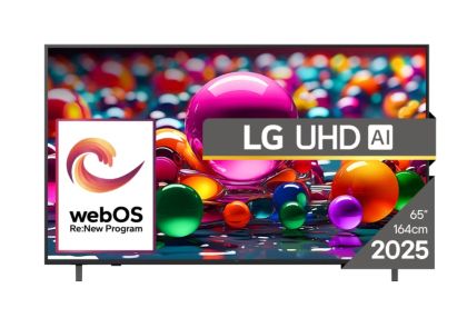 TV LG 65UA75003LA, 65" 4K UltraHD TV 4K (3840x2160), DVB-T2/C/S2, webOS 25 Smart, ThinQ AI, Alpha 7 AI Processor, WiFi, HDR10 pro, HLG, ALLM/HGiG, 4K Upscaling, AI Sound pro, Multiple View, HDMI eARC, LAN, USB, Bluetooth, Google Cast, 2 Pole Stand,
