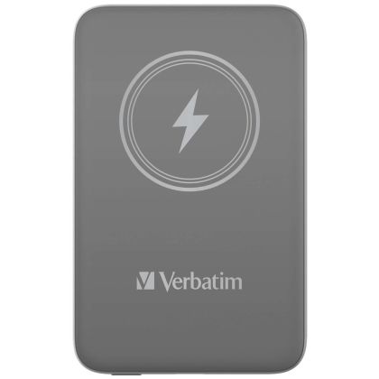Външна батерия Verbatim MCP-10GY Power Pack 10000 mAh with UBS-C PD 20W / Magnetic Wireless Charging 15W Grey