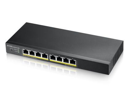 Switch ZyXEL GS1915-8EP, 8-port GbE PoE Smart hybrid mode Switch, standalone or NebulaFlex Cloud, 60 Watt 802.3at, desktop, fanless