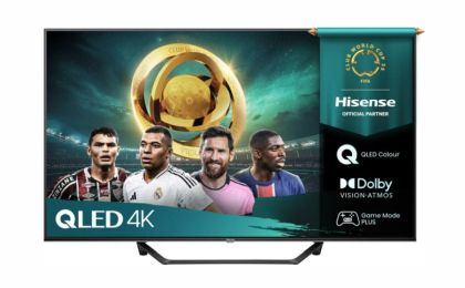 TV Hisense 43" A7Q, 4K Ultra HD 3840x2160, QLED, FALD, Quantum Dot, HDR 10+, HLG, Dolby Vision, Dolby Atmos, Smart TV, WiFi 5GHz, WiFi Direct, BT, Anyview Cast, 3xHDMI, 2xUSB, LAN, CI+, DVB-T2/C/S2, Black