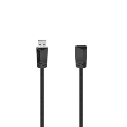 Удължителен кабел HAMA, USB-A женско - USB-A мъжко, 1.5 м, 480 Mbit/s, Черен , 0.75м