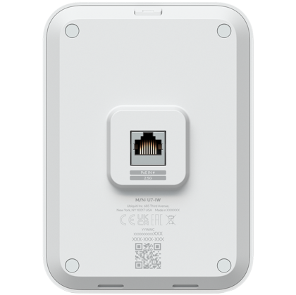 Ubiquiti UniFi U70IW Wall mounted WiFi 7 AP with 4 spatial streams and an integreated 2.5GbE PoE switch desined for hospitality enviorments