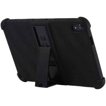 Tablet case for Prestigio Solutions Virtuoso PSTA101, soft rubber with extra protection on the corners, with kickstand. Color black.