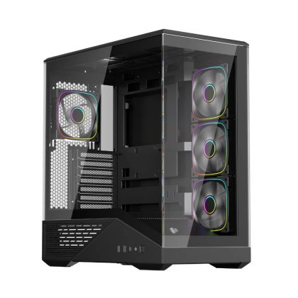 1stPlayer кутия Case ATX - GM7 Black - 4 x 120 mm A-RGB fans included, USB-C