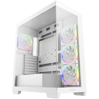 DeepCool CG580 4F WH V2, Mid Tower, Mini-ITX/Micro-ATX/ATX, Rear Connector support, 2xUSB3.0, 1x Type-C Gen2, 1xAudio, 3x120mm ARGB Reverse Fans, 1x120mm ARGB Fan, Tempered Glass, Mesh Panel, White, R-CG580-WHADA4-G-2, 2Y