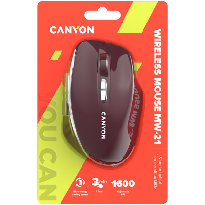 CANYON mouse MW-21 BlueLED 7buttons Wireless Burgundy Red