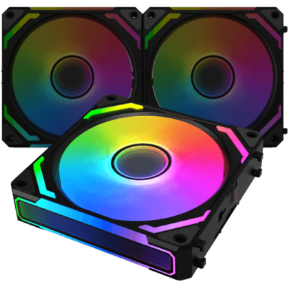 Starlink Ultra, EN40412, 3PCS Black Easy Clip On & Smart Link Fan,ARGB & PWM Cable,Galaxy II Fan Control Box & Remote,Color Box