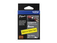 BROTHER TZEFX611 6mm BLACK ON YELLOW FLEXIBLE ID