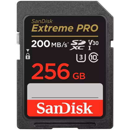 SANDISK Extreme PRO 256GB SDXC Memory Card + 2 years RescuePRO Deluxe up to 200MB/s & 140MB/s Read/Write speeds, UHS-I, Class 10, U3, V30