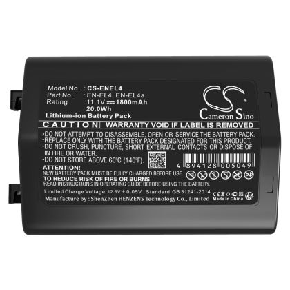 Camera Battery for NIKON (EN-EL4) LiIon 11.1V 1800mAh Cameron Sino