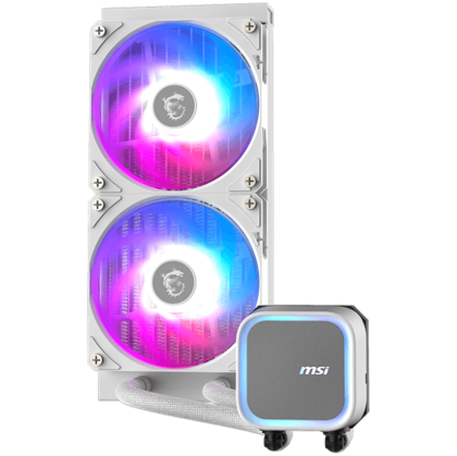 MSI MAG CORELIQUID A13 240 WHITE, 2x120mm Pre-installed ARGB Daisy Chain Fans, Replacable Top Cover, Copper Base Intel LGA 1700/1851, AMD AM5/AM4, 3Y Warranty
