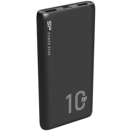 Silicon Power QP15 10.000mAh PowerBank > 500 charging cycles 2x USB A Out, 1x Micro USB in + 1x USB C In/out, Li-Polymer, 10000mAh, Fast Charge, Black