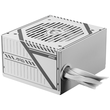 MSI MAG A650BNL WHITE Power Supply 650W, 80 PLUS Bronze, 120mm low noise Fan, Protections: OCP/OVP/OPP/OTP/SCP, Active PFC Design, Flat Cable Equipment, Dimensions: 150mmx140mmx86mm, 5Y Warranty