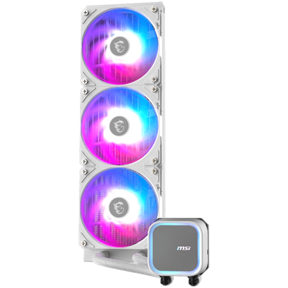 MSI MAG CORELIQUID A13 360 WHITE, 3x120mm Pre-installed ARGB Daisy Chain Fans, Replacable Top Cover, Copper Base Intel LGA 1700/1851, AMD AM5/AM4, 3Y Warranty