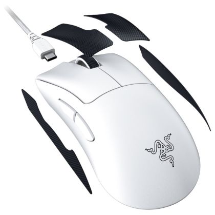 Razer DeathAdder V3 Pro - White Edition, Ergonomic Wireless Gaming Mouse, Speedflex Charging Cable USB Type C, 30000DPI, Optical Mouse Switches Gen-3, 63 g, Focus Pro 30K Optical Sensor
