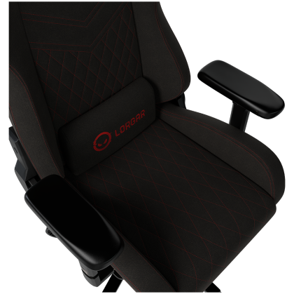 LORGAR Ace 422, Gaming chair, Anti-stain durable fabric, 1.8 mm metal frame, multiblock mechanism, 4D armrests, 5 Star aluminum base, Class-4 gas lift, 75mm PU casters, Black + red