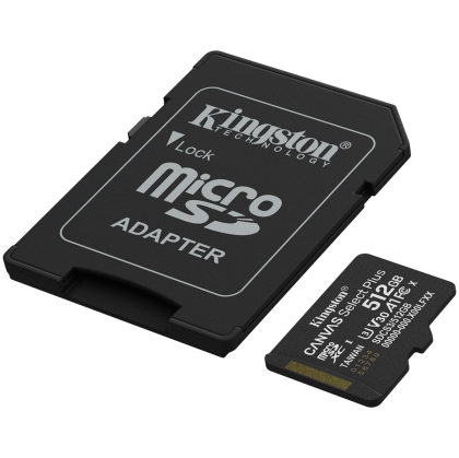Kingston 512GB microSDXC Canvas Select Plus Gen3 150MB/s A1 Card + Adapter