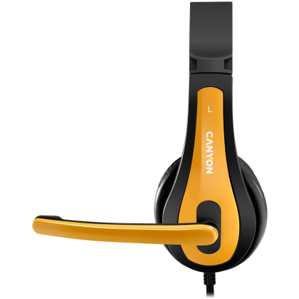 CANYON entry price PC headset, combined 3.5 plug, leather pads, Black-yellow