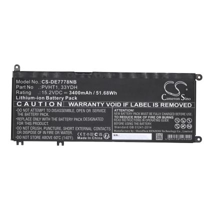 Laptop Battery for DELL G3 15, G5 15 5587, INS 15PD-1863BL, Latitude 15 3590, 33YDH, W7NKD, LiIon 15.2V  3400mAh CAMERON SINO