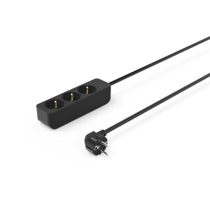 Hama 3-Way Power Strip, with Incr. Touch Protect., 1.4 m, black