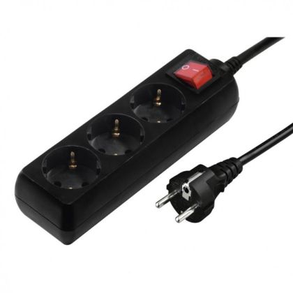 Разклонител HAMA 220V с 3-гнезда 1.4метра ключ черен
