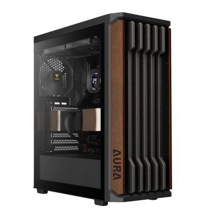 Gamdias кутия Case ATX - AURA GC11 Wood Black - USB-C