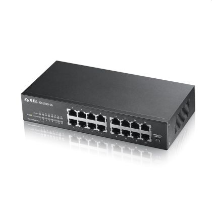 Комутатор ZyXEL GS1100-16 v3 16-port Gigabit Unmanaged Switch + Lanberg patch cord CAT.6 FTP 3m, red