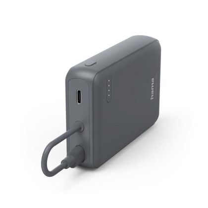 Hama “Travel” Power Pack with Cable, 10000mAh, 2 Outputs: 2x USB-C, anthracite