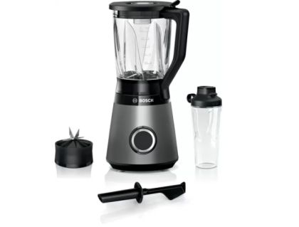 Блендер Bosch MMB6174S Series 4, VitaPower Blender, 1200 W, Glass ThermoSafe jug 1.5 l, Tritan ToGo bottle 0.6 l, Two speed settings and pulse function, ProEdge stainless steel blades made in Solingen, Silver