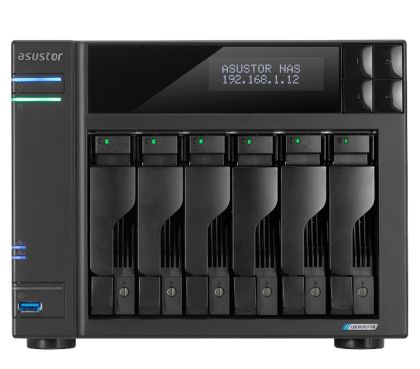 Stocare în rețea Asustor Lockerstor AS6706, 6 Bay NAS, Intel Jasper Lake Quad-Core 2.0GHz, 8GB RAM DDR4, 2.5GbEx2, Slot SSD M.2 x 4 (fără disc), USB 3.2 Gen 2x2, Instalare fără instrumente, cu tavă înlocuibilă la cald , criptare hardware, MyArchive, EZ co