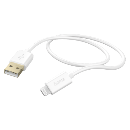 Кабел за зареждане USB-А - Lightning, 1.5м, бял