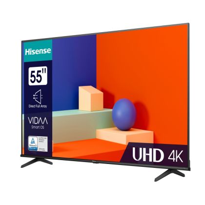 Телевизор Hisense 55" A6K, 4K Ultra HD 3840x2160, DLED, DFA, Precision Colour, HDR 10+, HLG, Dolby Vision, DTS Virtual X, Smart TV, WiFi, BT, AnyView Cast, Gaming Mode, 1xHDMI2 eArc, 2xHDMI, 2xUSB, LAN, CI+, DVB-T2/C/S2, Black