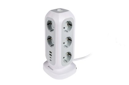 Разклонител Verbatim EUPT-01 EU Power Tower 11 AC with 2 x USB-C / 2 x USB-A