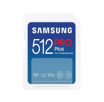 Memory Samsung 512GB SD Card PRO Plus, UHS-I, Class10, Read 180MB/s - Write 130MB/s