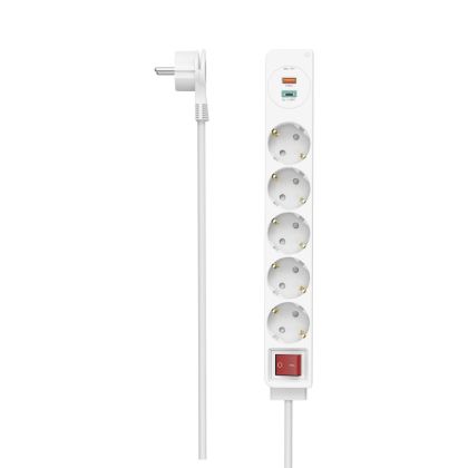 Hama Power Strip, 5-Way, 2x USB, 223186