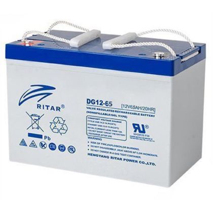 Оловна гелова батерия RITAR (DG12-65), 12V, 65Ah, 350 / 167 /182 mm  F5/M8 / F11/M6, За соларни системи