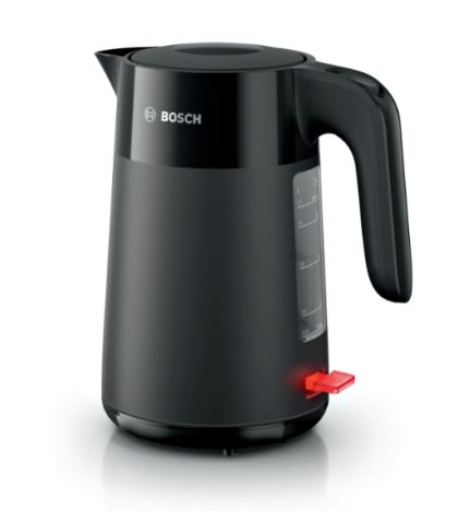 Electric kettle Bosch TWK2M163, MyMoment Plastic Kettle, 2400 W, 1.7 l, Cup indicator, Limescale filter, Triple safety function, Black