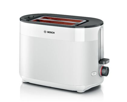 Toaster Bosch TAT2M121, MyMoment Compact toaster, 950 W, Auto power off, Defrost and reheat setting, Integrated warming grid, High lift, White