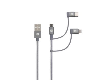 Skross 3 in 1 Cable, USB-A - USB-C/ Lightning/ Micro USB, 0.3 m