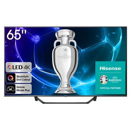 Телевизор Hisense 65" A7KQ, 4K Ultra HD 3840x2160, QLED, FALD, Quantum Dot, HDR 10+, HLG, Dolby Vision, Dolby Atmos, Smart TV, WiFi 5GHz, WiFi Direct, BT, Anyview Cast, 3xHDMI, 2xUSB, LAN, CI+, DVB-T2/C/S2, Dark Grey