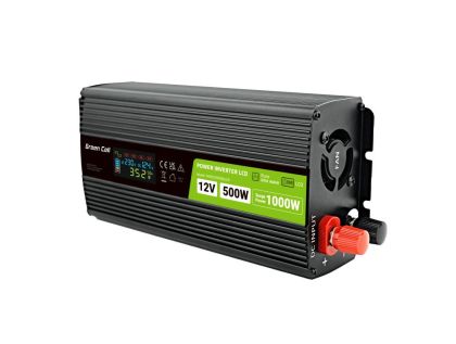 Инвертор GREEN CELL, 12/220V, DC/AC, 500W/1000W INVGC12P500LCD  LCD, Чиста синусоида