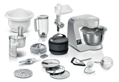 Kitchen robot Bosch MUM5XL72, Compact Kitchen Machine, MUM5 scale, 3D Planetary Mixing, 1000 W, add. Meat grinder, Blender, Plastic bowl, Grey-silver