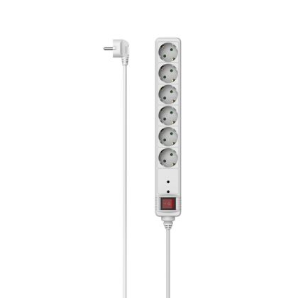 Hama Power Strip, 6-Way, Overvoltage Protection, Switch, 1.4 m, white, 223152