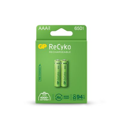 Rechargeable Battery GP R03 AAA 650mAh NiMH 65AAAHCE-EB2, 2 pc in blister