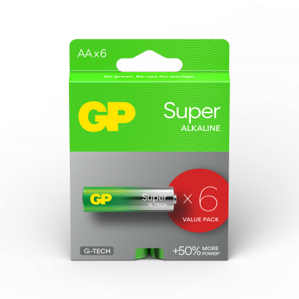 GP BATTERIES Alkaline Batteries AA SUPER - LR6 - 4+2 = 6 pieces