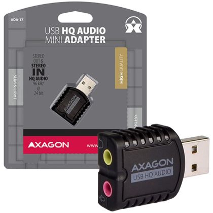 AXAGON ADA-17 USB2.0 - Stereo HQ Ses Mini Adaptörü 24bit 96kHz