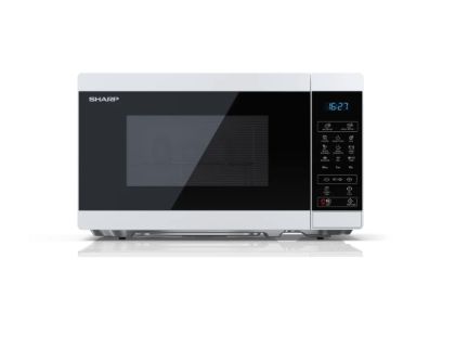 Microwave oven Sharp YC-MG02E-W, Fully Digital, Built-in microwave grill, Grill Power: 1000W, Cavity Material -steel, 20l, 800 W, LED Display Blue, Timer & Clock function, Child lock, White door, Defrost, Cabinet Color: White